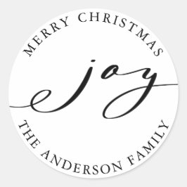 エレガントクリスマスジョイブラック&ホワイト ラウンドシール