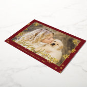 エレガントクリスマススクリプトHappy Holidays写真 箔シーズンカード (回転した状態)