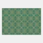 エレガントクリスマススノーフレークフェイク金ゴールドレッドセット ラッピングペーパーシート (正面3)