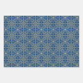 エレガントクリスマススノーフレークフェイク金ゴールドレッドセット ラッピングペーパーシート (正面3)