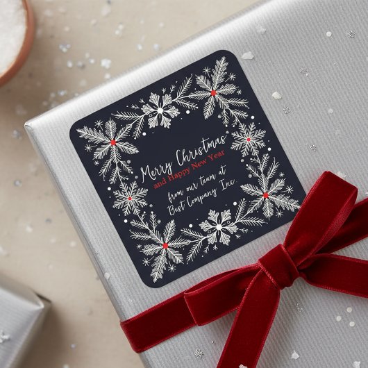 エレガントクリスマススノーフレークリースホリデー スクエアシール