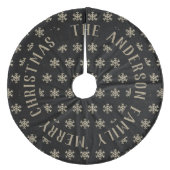 エレガントクリスマススノーフレーク模様ブラック フリース ツリースカート (正面)