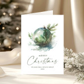 エレガントクリスマスセージ緑オーナメント企業の シーズンカード