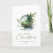 エレガントクリスマスセージ緑オーナメント企業の シーズンカード (正面)