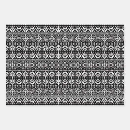 エレガントクリスマスセーターフェアアイルパターン ラッピングペーパーシート (正面)