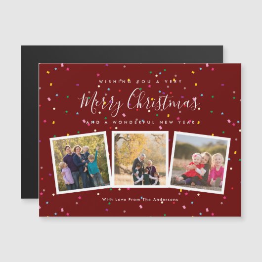 エレガントクリスマスタイポグラフィファミリーフォトカード (正面/裏面)