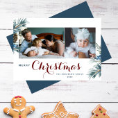 エレガントクリスマスタイポグラフィ2写真水色 シーズンカード