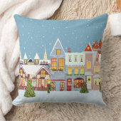 エレガントクリスマスタウンオンスカイブルー クッション (ブランケット)