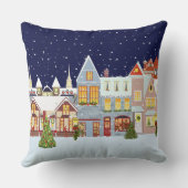 エレガントクリスマスタウンオンネイビーブルー装飾用クッション クッション (裏面)