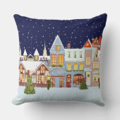 エレガントクリスマスタウンオンネイビーブルー装飾用クッション クッション (正面)