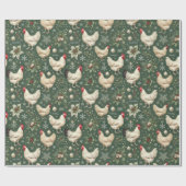 エレガントクリスマスチキンオンホリデーグリーンラップ ラッピングペーパー (フラット)