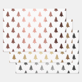 エレガントクリスマスツリーのパターン ラッピングペーパーシート
