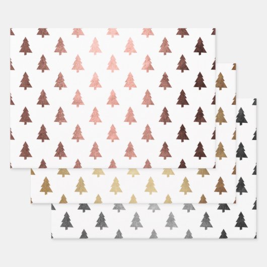 エレガントクリスマスツリーのパターン ラッピングペーパーシート (セット)