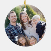 エレガントクリスマスツリーの家族の名前+カスタム写真 セラミックオーナメント (裏面)