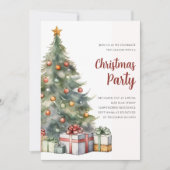 エレガントクリスマスツリーの水の色の休日 招待状 (正面)