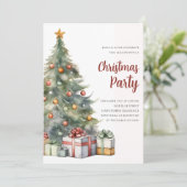 エレガントクリスマスツリーの水の色の休日 招待状 (スタンド正面)