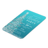 エレガントクリスマスツリーシルバーティール（緑がかった色）ホリデー招待状 マグネット (左側)