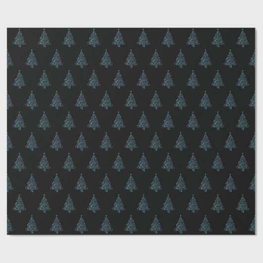 エレガントクリスマスツリーストライプのパターン黒い青 ラッピングペーパー (フラット)
