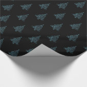 エレガントクリスマスツリーストライプのパターン黒い青 ラッピングペーパー (角)