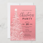 エレガントクリスマスツリーパーティーバラ金ゴールドホリデー 招待状 (正面)