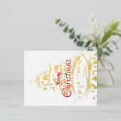 エレガントクリスマスツリーパーティー 箔招待状ポストカード (立ち正面)