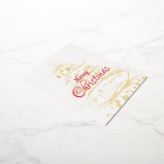 エレガントクリスマスツリーパーティー 箔招待状ポストカード (回転した状態)