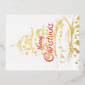 エレガントクリスマスツリーパーティー 箔招待状ポストカード (正面)