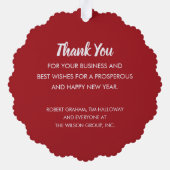 エレガントクリスマスツリービジネスホリデー オーナメントカード (裏面)