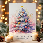 エレガントクリスマスツリーファミリーホリデーカード シーズンカード