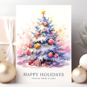 エレガントクリスマスツリーファミリーホリデーカード シーズンカード