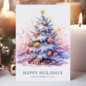 エレガントクリスマスツリーファミリーホリデーカード シーズンカード