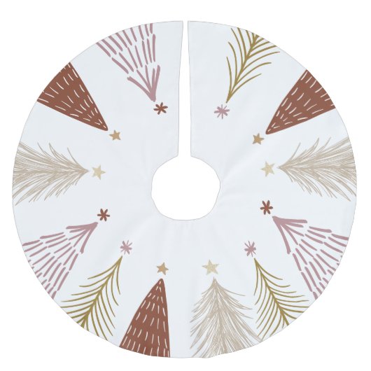 エレガントクリスマスツリーフェスティバルホリデーパターン フリース ツリースカート (正面)