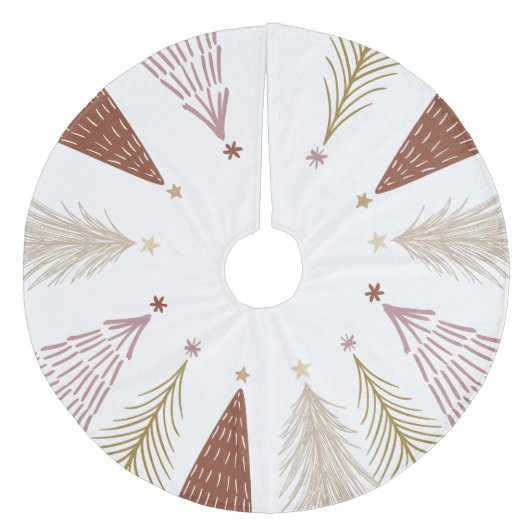 エレガントクリスマスツリーフェスティバルホリデーパターン フリース ツリースカート (正面)