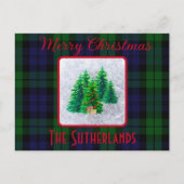 エレガントクリスマスツリーブラックウォッチタータンチェックホリデー シーズンポストカード (正面)