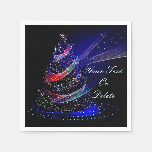 エレガントクリスマスツリーブルーピンクのキラキラのナプキン スタンダードカクテルナプキン (正面)