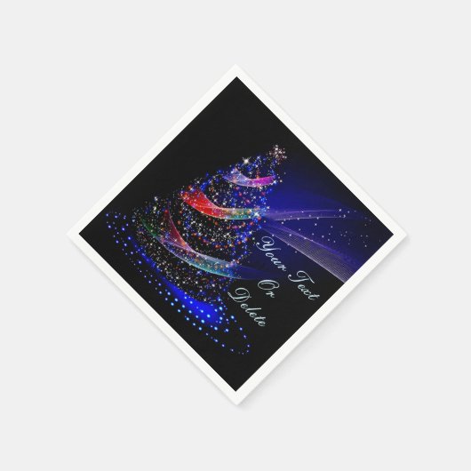 エレガントクリスマスツリーブルーピンクのキラキラのナプキン スタンダードカクテルナプキン (角)