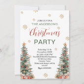 エレガントクリスマスツリーモダンパーティー 招待状 (正面)