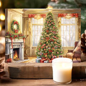 エレガントクリスマスツリーリビングルームのシーン シーズンカード