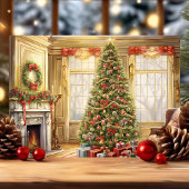 エレガントクリスマスツリーリビングルームのシーン シーズンカード