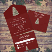 エレガントクリスマスツリーレッドカンパニーホリデーパーティー オールインワン招待状
