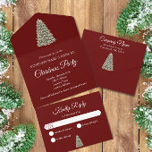 エレガントクリスマスツリーレッドカンパニーホリデーパーティー オールインワン招待状