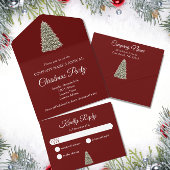 エレガントクリスマスツリーレッドカンパニーホリデーパーティー オールインワン招待状