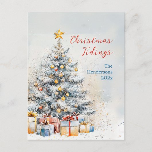 エレガントクリスマスツリーヴィンテージはがき シーズンポストカード (正面)