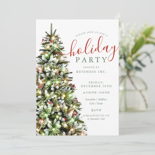 エレガントクリスマスツリー企業のホリデーパーティー 招待状 (スタンド正面)