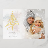 エレガントクリスマスツリー写真の水の色実在 箔シーズンカード (正面)