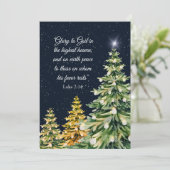 エレガントクリスマスツリー写真バーシキュールネイビーブルー シーズンカード (スタンド正面)