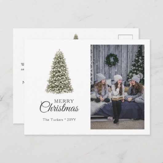 エレガントクリスマスツリー写真メリークリスマス ポストカード (正面/裏面)