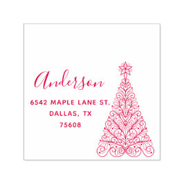 エレガントクリスマスツリー名前をカスタムする差出人住所 セルフインキングスタンプ