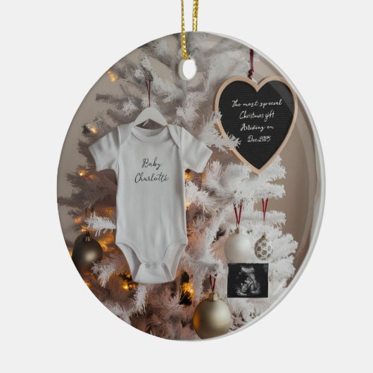 エレガントクリスマスツリー妊娠の発表 セラミックオーナメント (左)