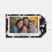 エレガントクリスマスツリー家族の写真 ギフトタグ (正面(横))